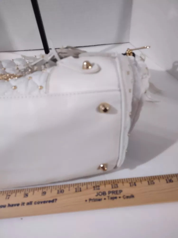Juicy Couture Large Leather White Gold Beaded Bag Pursešŗš©·