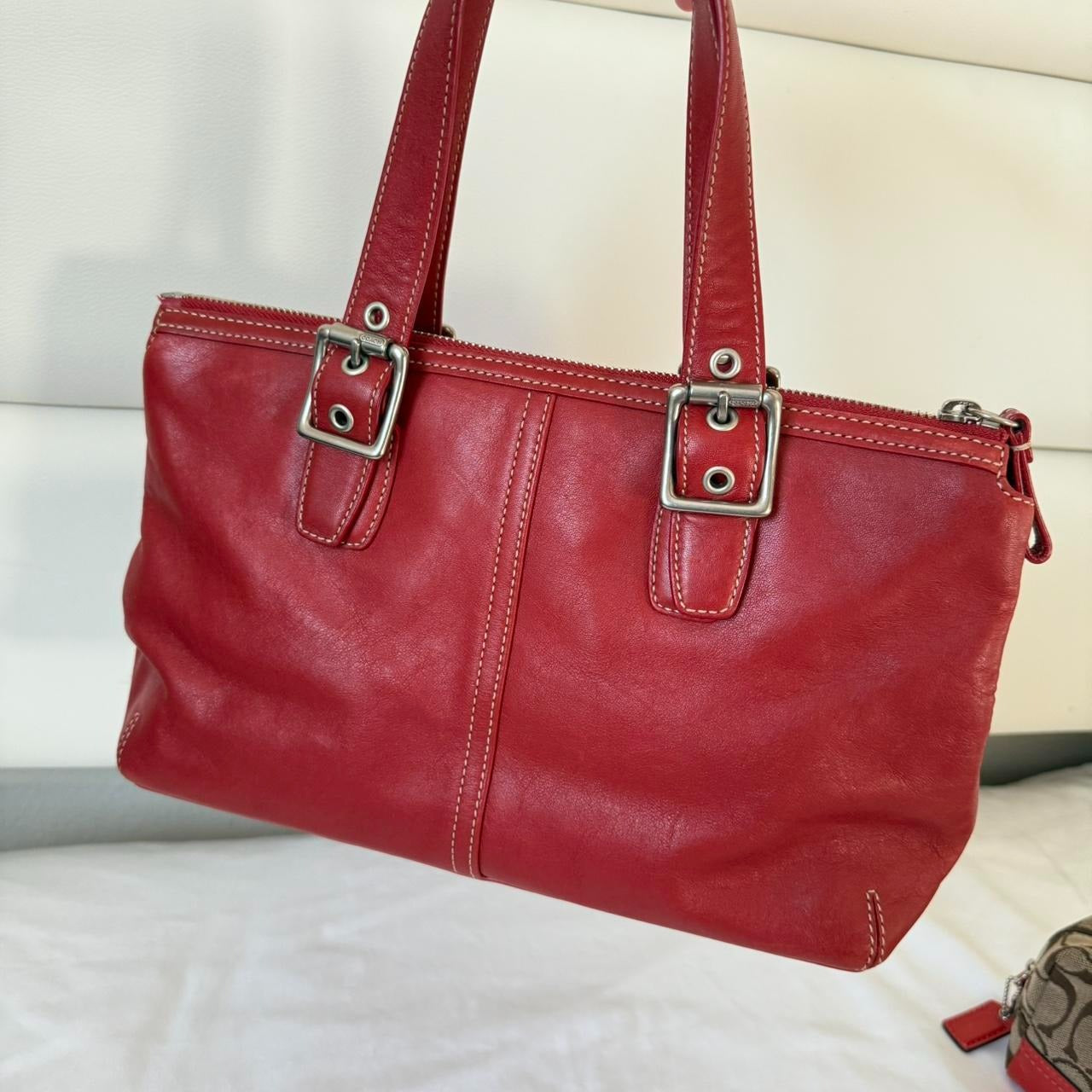 Vintage Coach tote and makeup bag