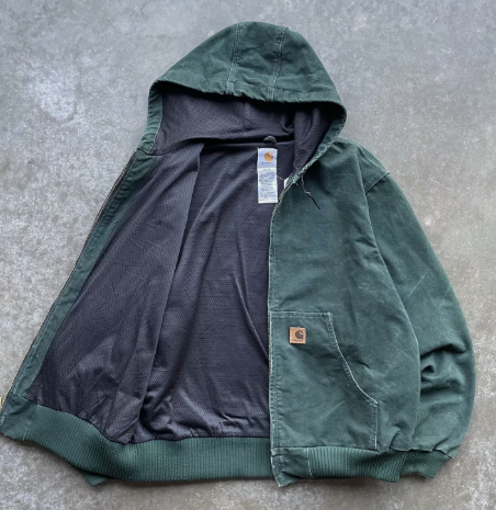Vintage Carhartt Hooded Jacket Spruce Green 2000s Mens Large J168-SPC RARE COLOR