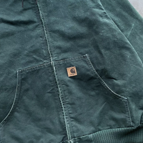 Vintage Carhartt Hooded Jacket Spruce Green 2000s Mens Large J168-SPC RARE COLOR
