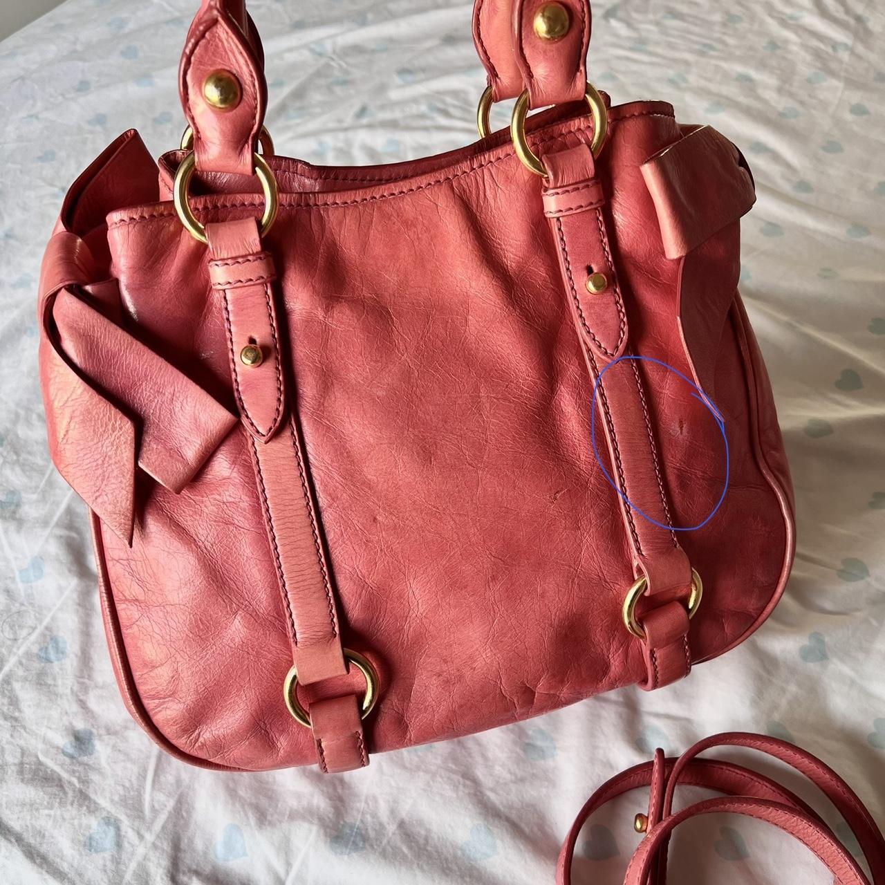 Authentic Pink Miu Miu Vitello Lux Bow Bag With Gold Hardware🍒❤️🔥
