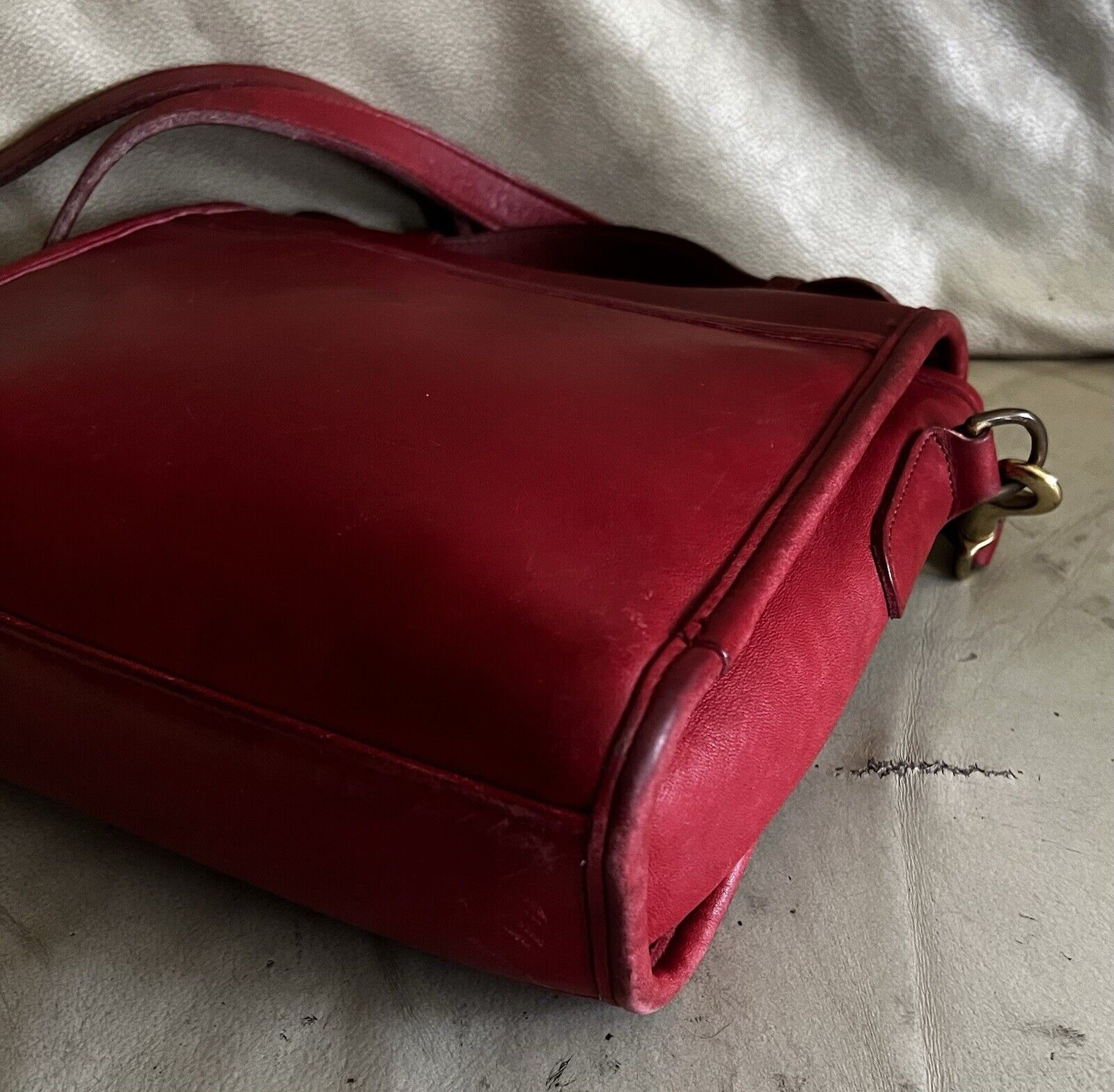 Vintage Coach Purse 9870 Red Leather Court Top Handle Bag Crossbody 🍒❤️🔥