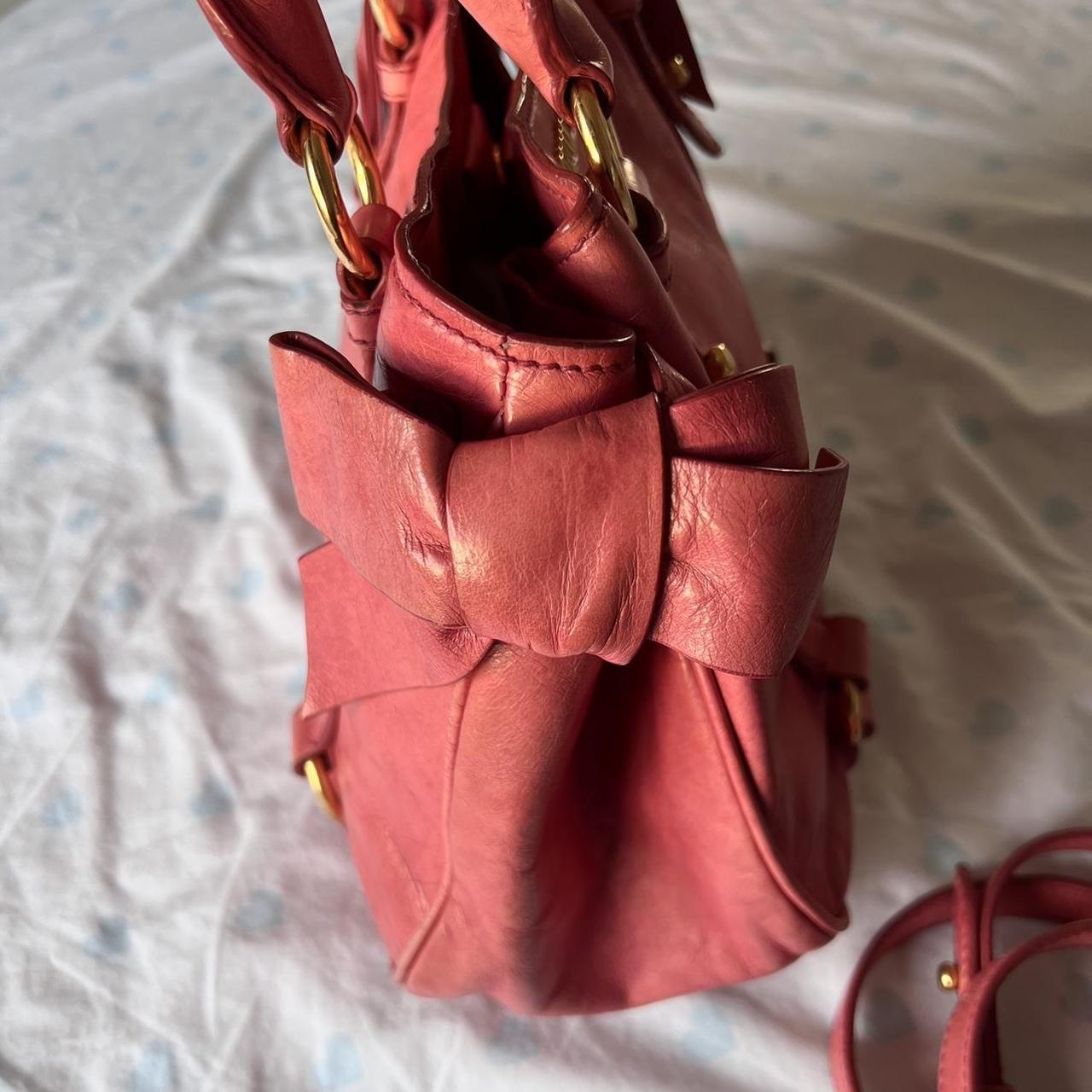 Authentic Pink Miu Miu Vitello Lux Bow Bag With Gold Hardware🍒❤️🔥