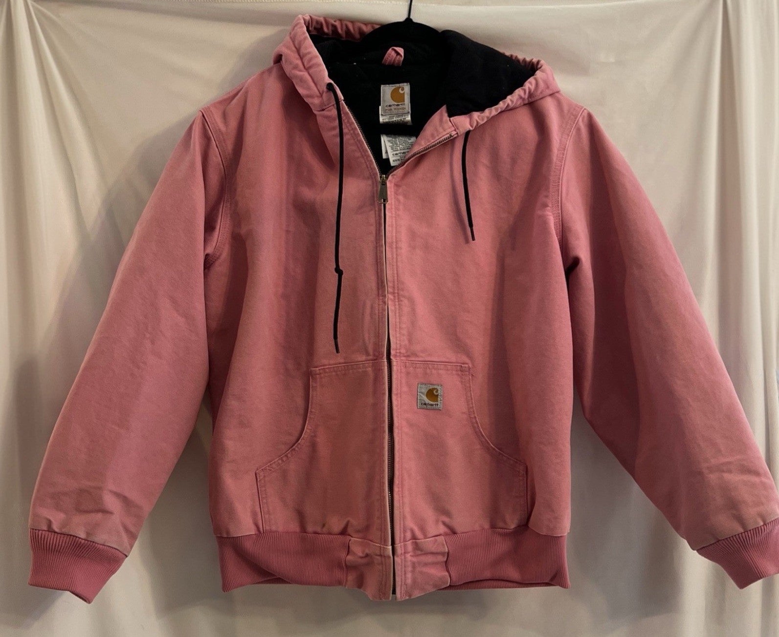 Carhartt Active Jacket Quilt Lined Women’s L WJ130 PKR Pink Rose Hooded Canvas