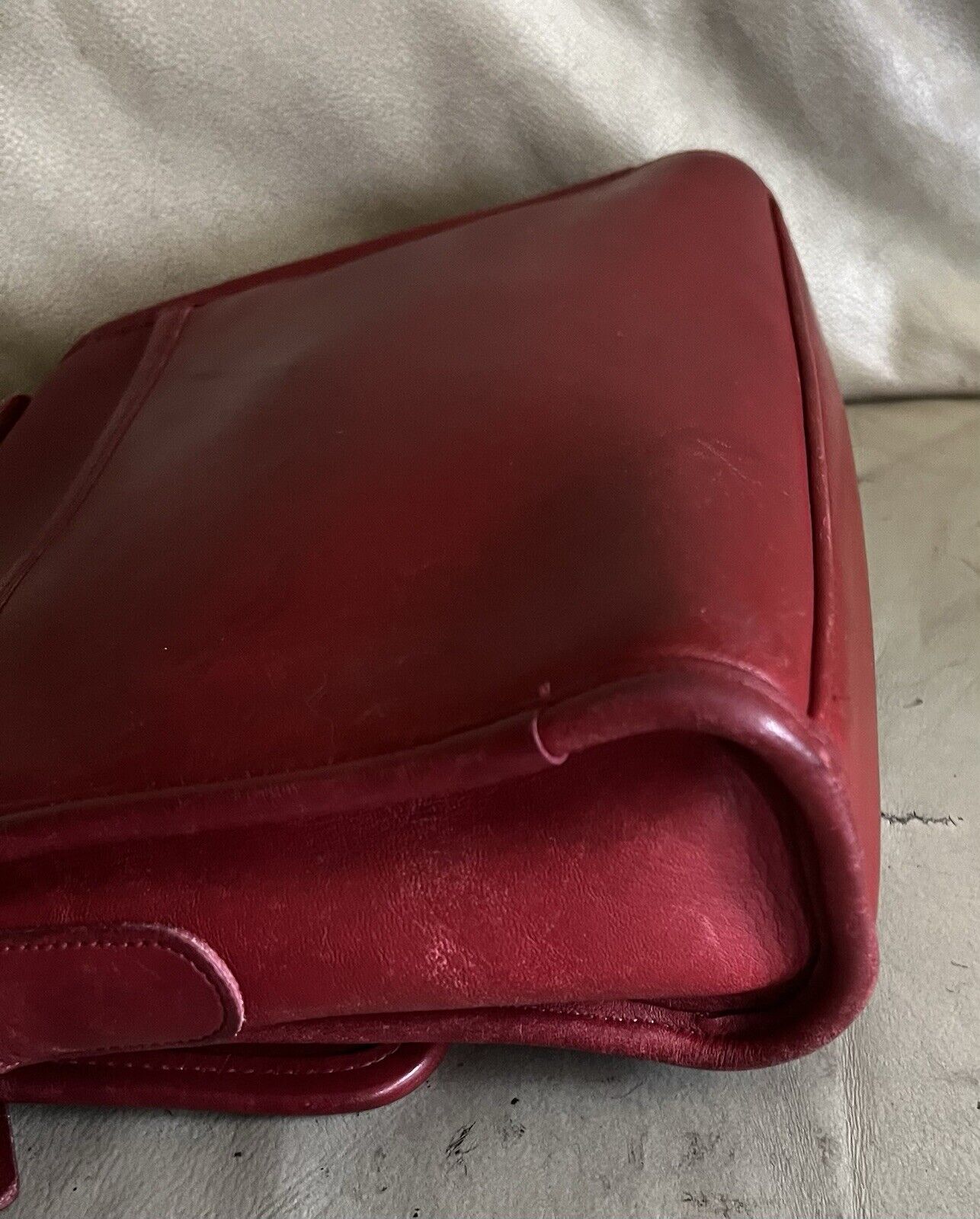 Vintage Coach Purse 9870 Red Leather Court Top Handle Bag Crossbody 🍒❤️🔥