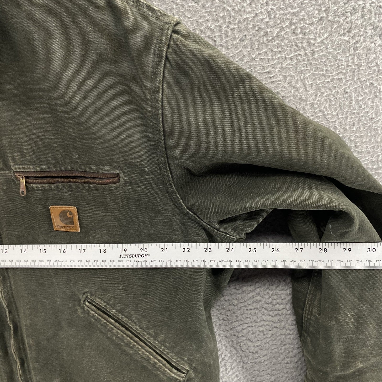 VINTAGE Carhartt Jacket Mens Large Green Detroit J97 MOS Blanket Duck Canvas 90s