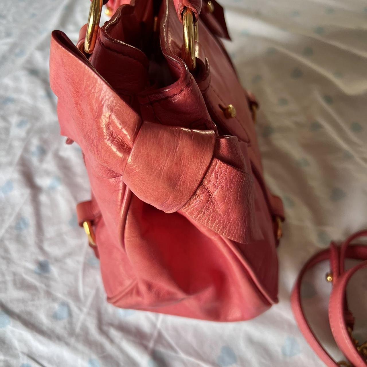 Authentic Pink Miu Miu Vitello Lux Bow Bag With Gold Hardware🍒❤️🔥