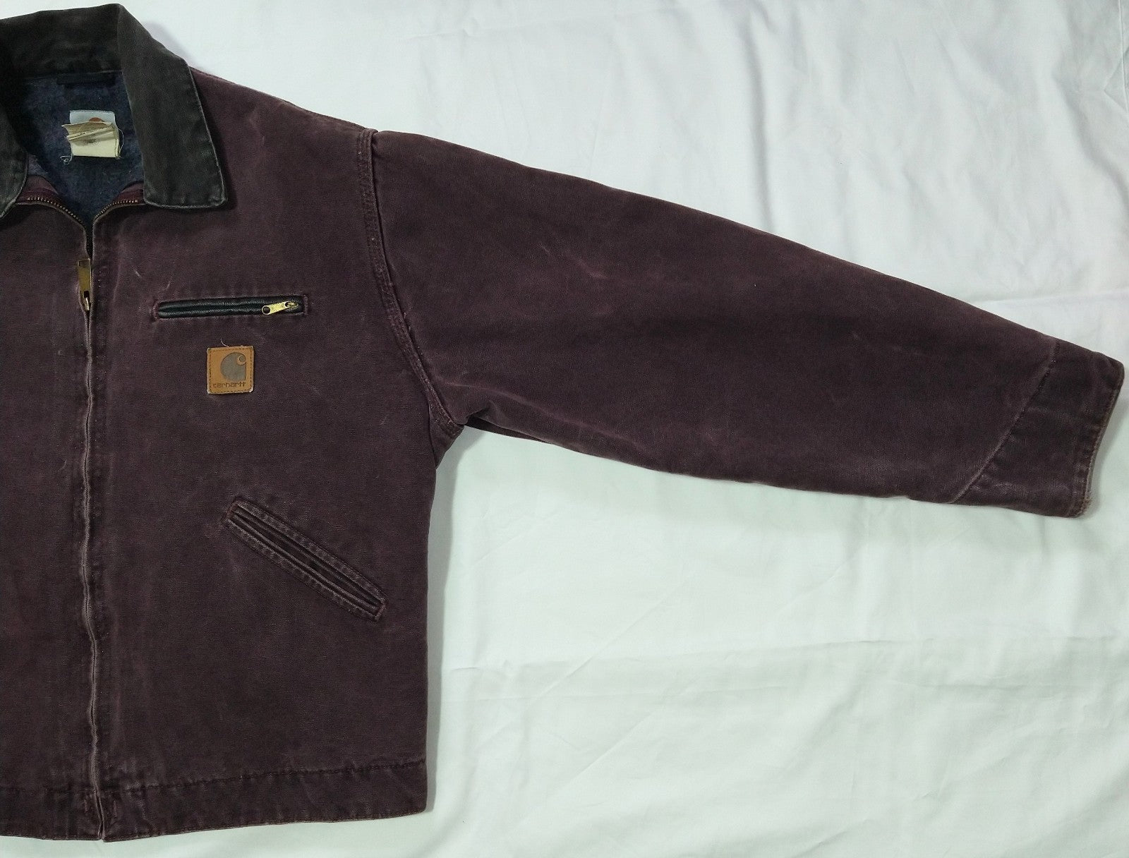 Carhartt Detroit Jacket J97 BRG Burgundy Size L Reg. Blanket Lined USA Made VTG