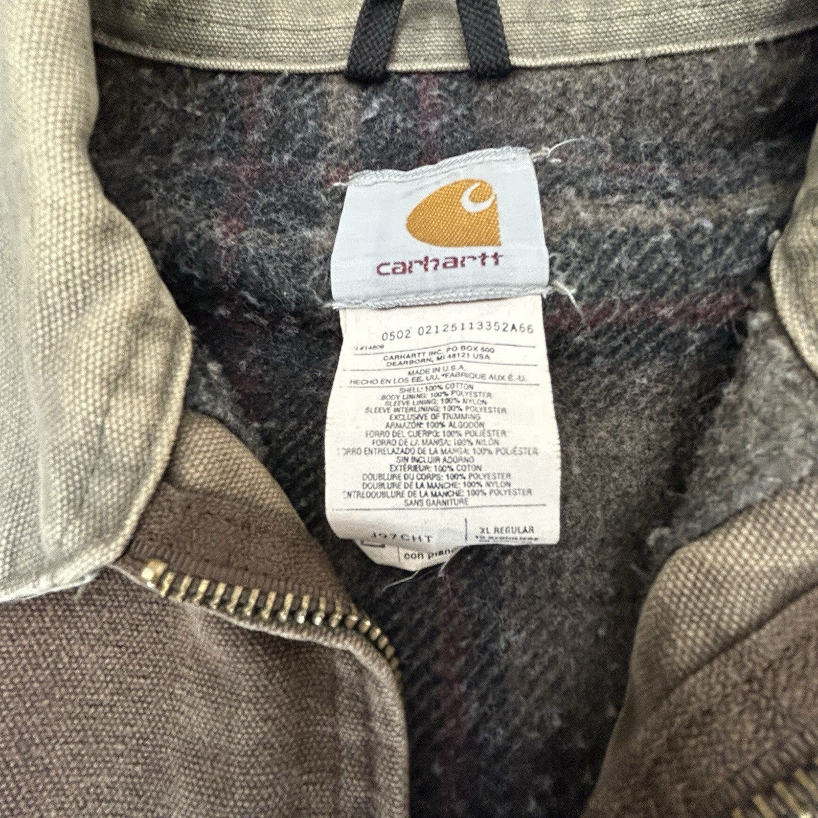Vintage Carhartt Detroit Jacket Mens XL Blanket Lined J97 CHT Chestnut Brown USA