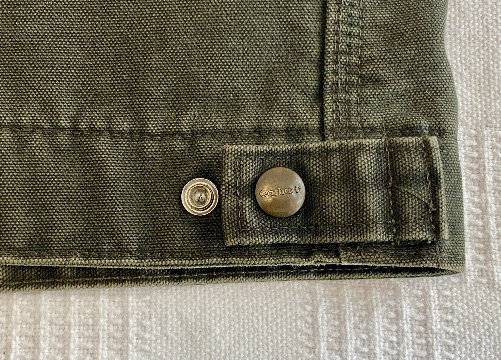 VTG Carhartt Detroit Blanket-Lined Jacket # J97 MOS Moss Green, Men’s Size XL.