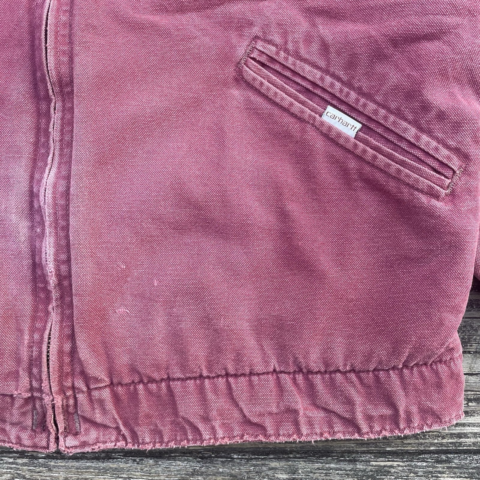 vintage carhartt j24 rdw aztec detroit jacket in redwood size medium