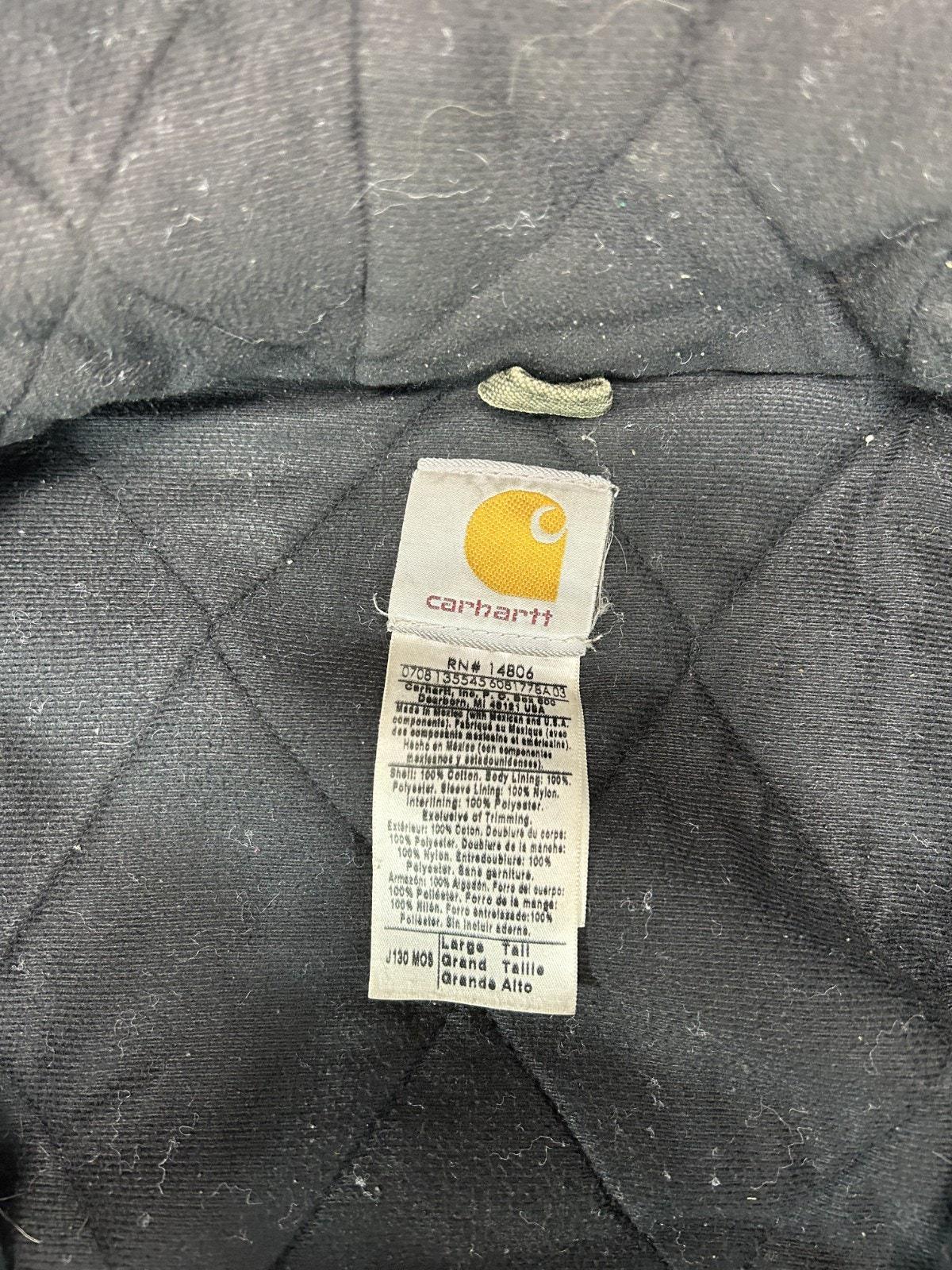 Vintage Carhartt Insulated Canvas Workwear Hooded Active Jacket Size LT