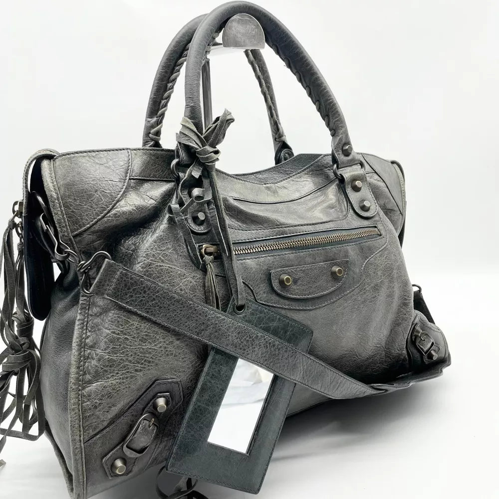 Balenciaga 2way Handbag City Bag Dark Gray Leather 115748 Shoulder bag Authentic🪻🍃