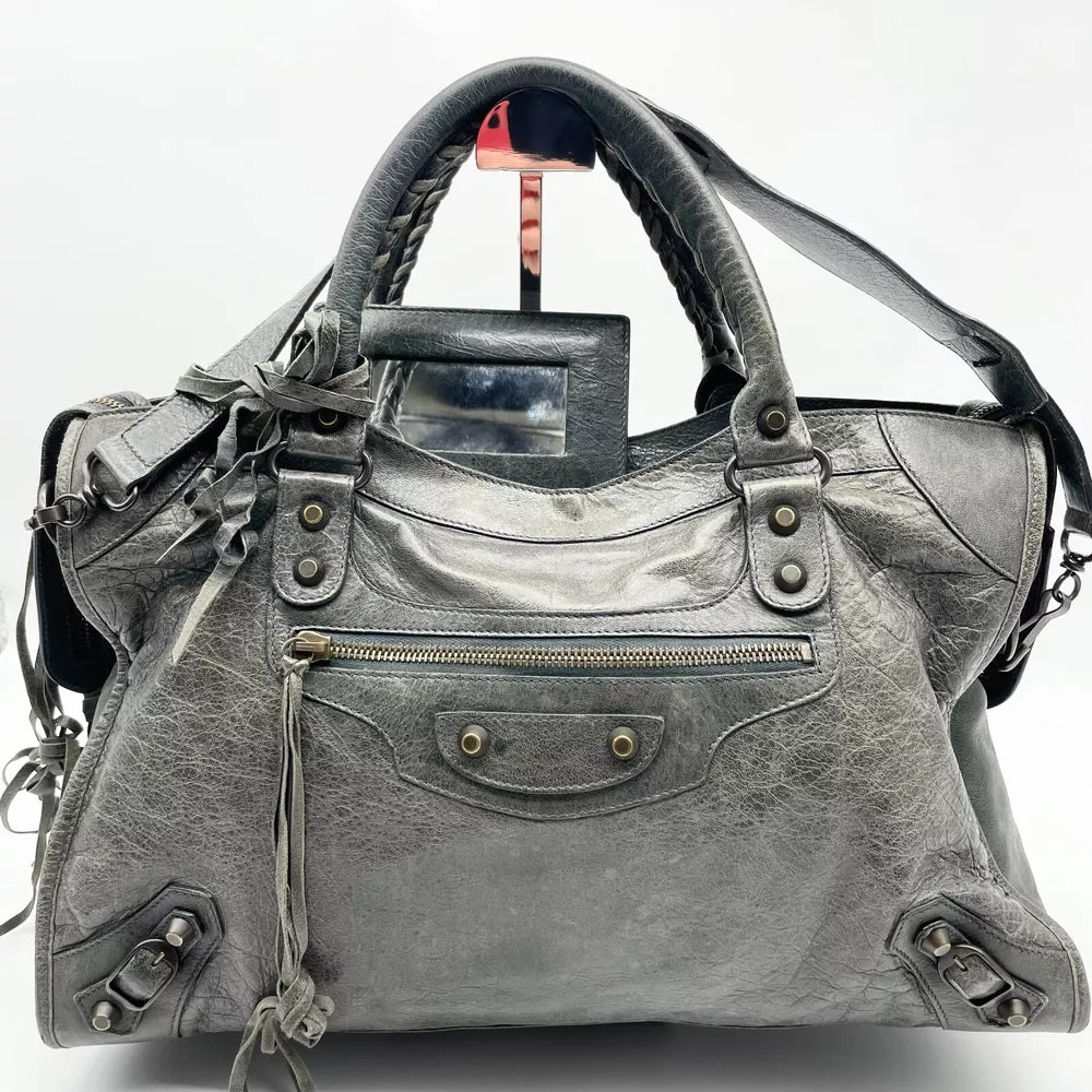 Balenciaga 2way Handbag City Bag Dark Gray Leather 115748 Shoulder bag Authentic🪻🍃