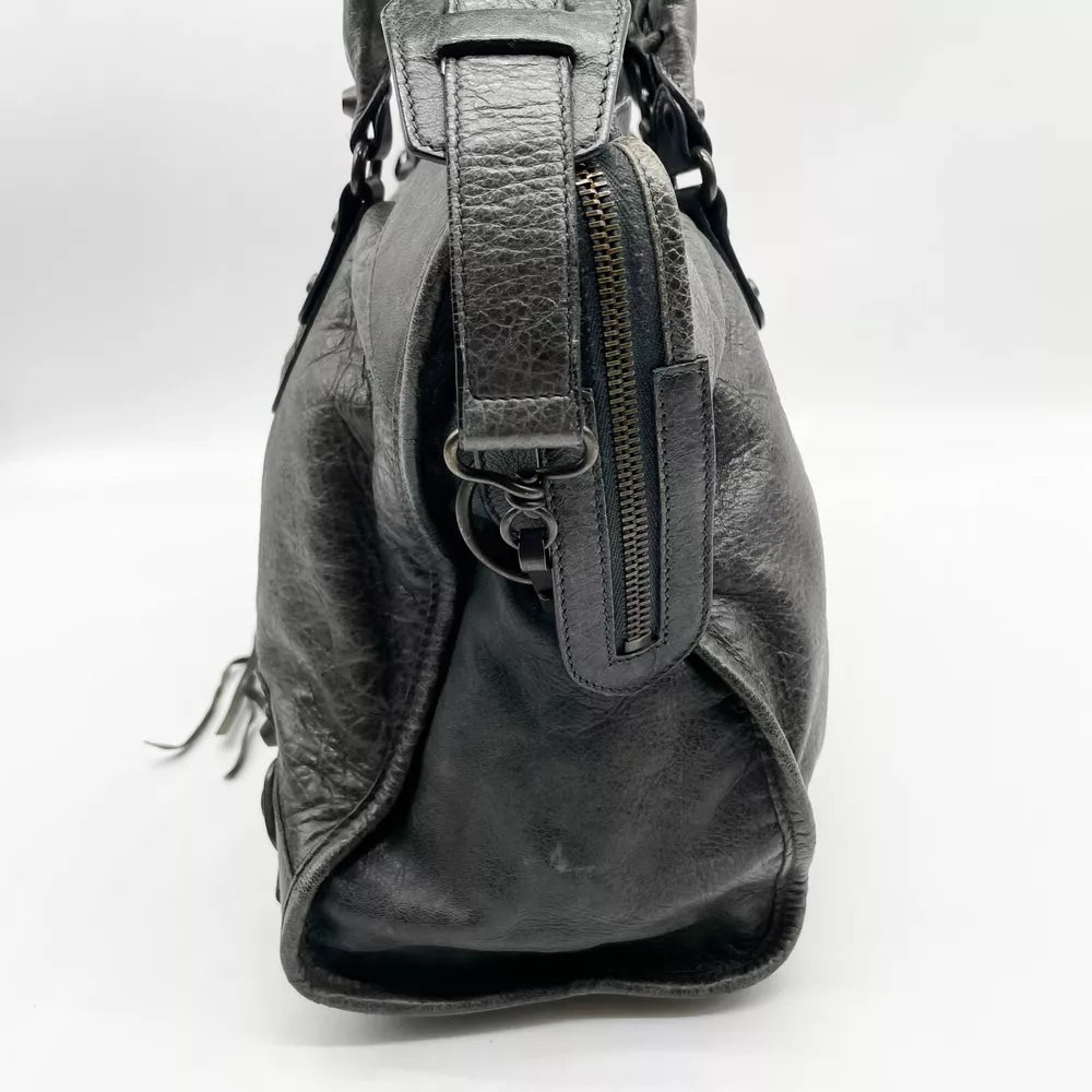 Balenciaga 2way Handbag City Bag Dark Gray Leather 115748 Shoulder bag Authentic🪻🍃