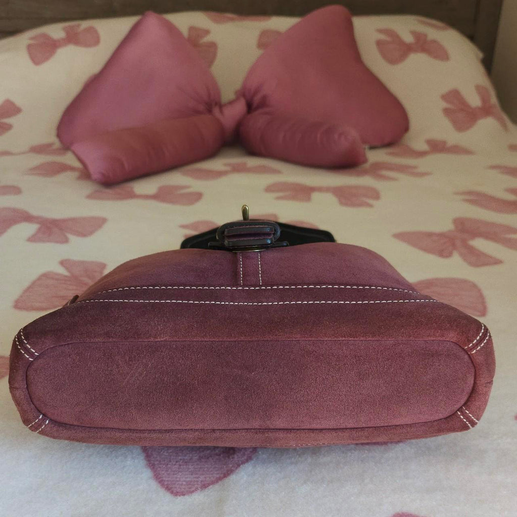 Y2K Vintage Coach Maroon Suede Small Shoulder Bag🖤🍫