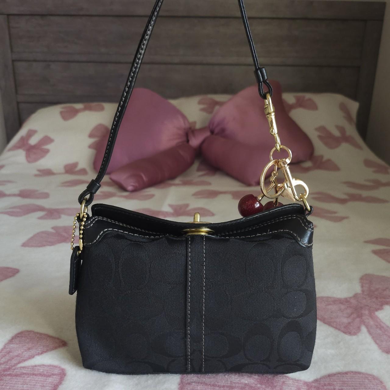 Bundle Of 2 Vintage Coach Y2K Brown Black Gold Hardware Signature Cs Mini Bag Shoulder Purse💜🍇