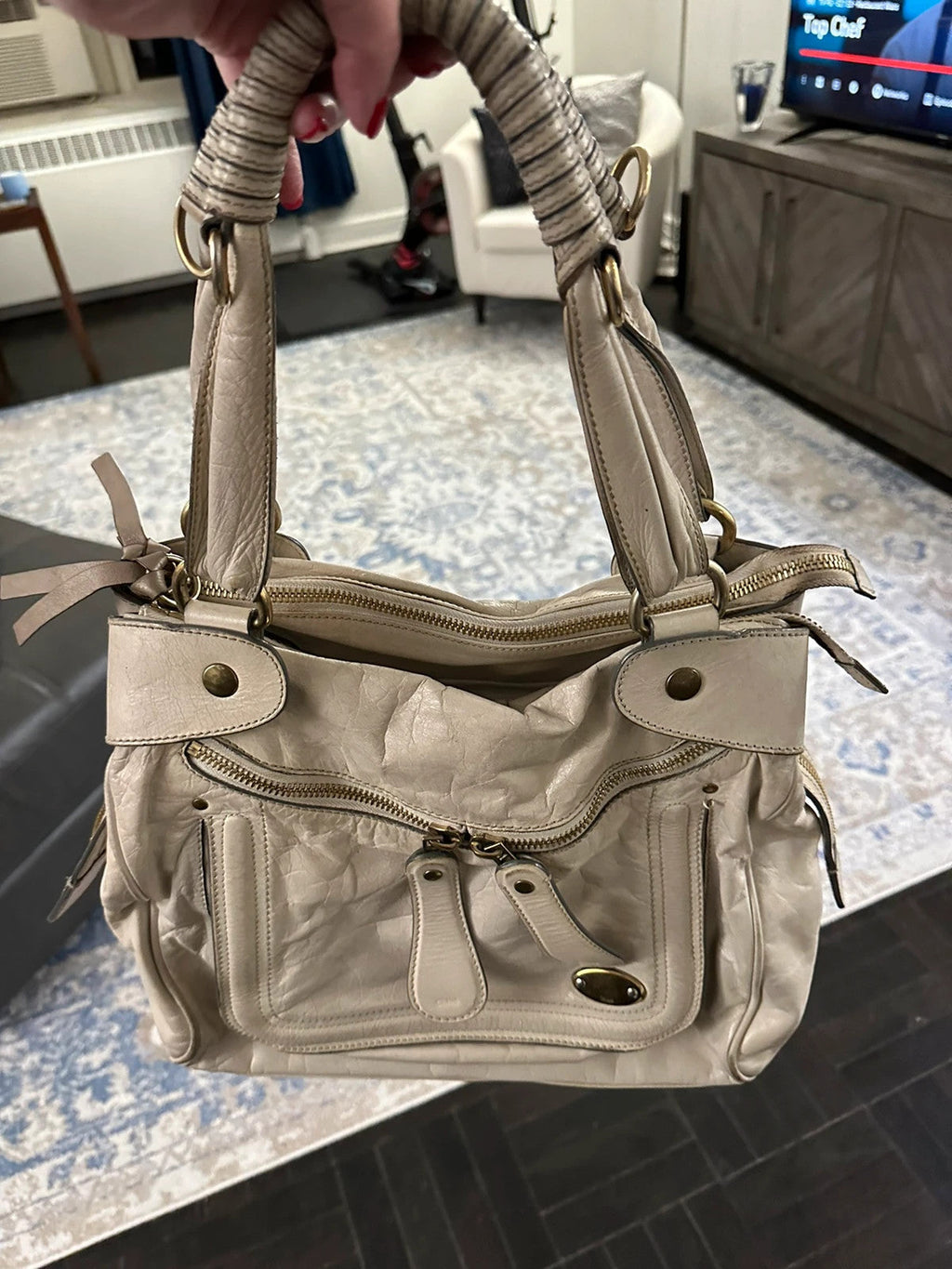 Chloe Large Bay Leather Tote Bag In Cream🤍🗻