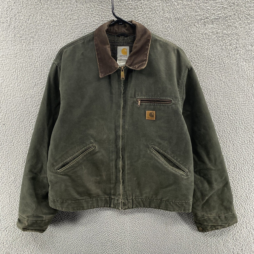 VINTAGE Carhartt Jacket Mens Large Green Detroit J97 MOS Blanket Duck Canvas 90s