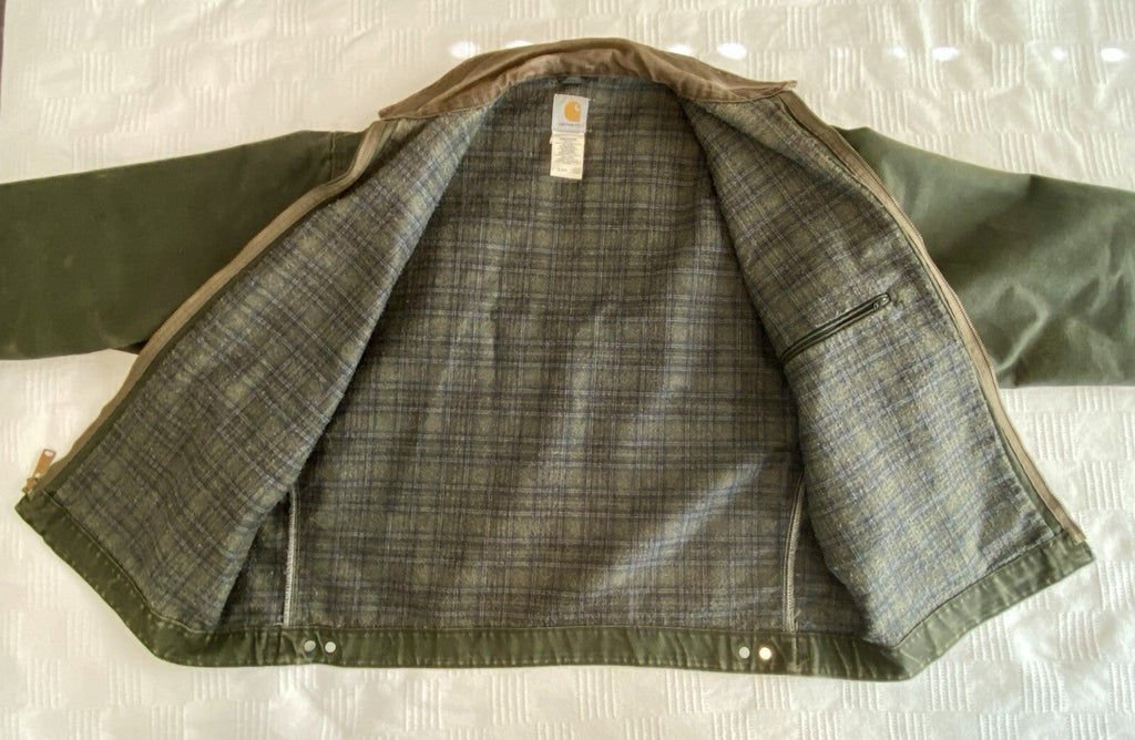 VTG Carhartt Detroit Blanket-Lined Jacket # J97 MOS Moss Green, Men’s Size XL.