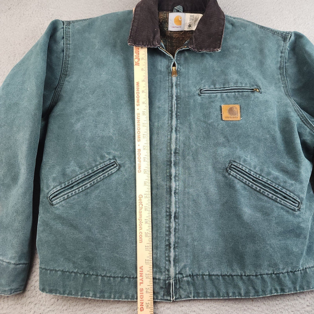 VTG Carhartt Detroit Jacket J43 HTG Hunter Green Large Regular USA Union 1998
