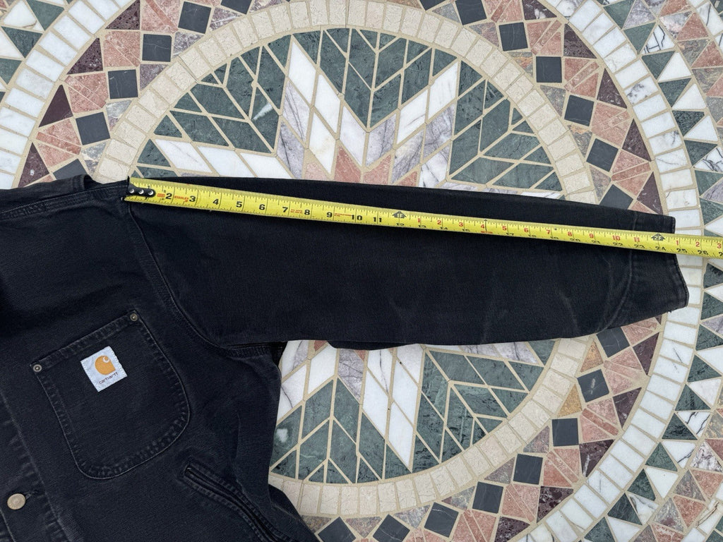 VTG Carhartt JU1005 Large Unlined Black Chore Jacket ~ blk detroit l coat
