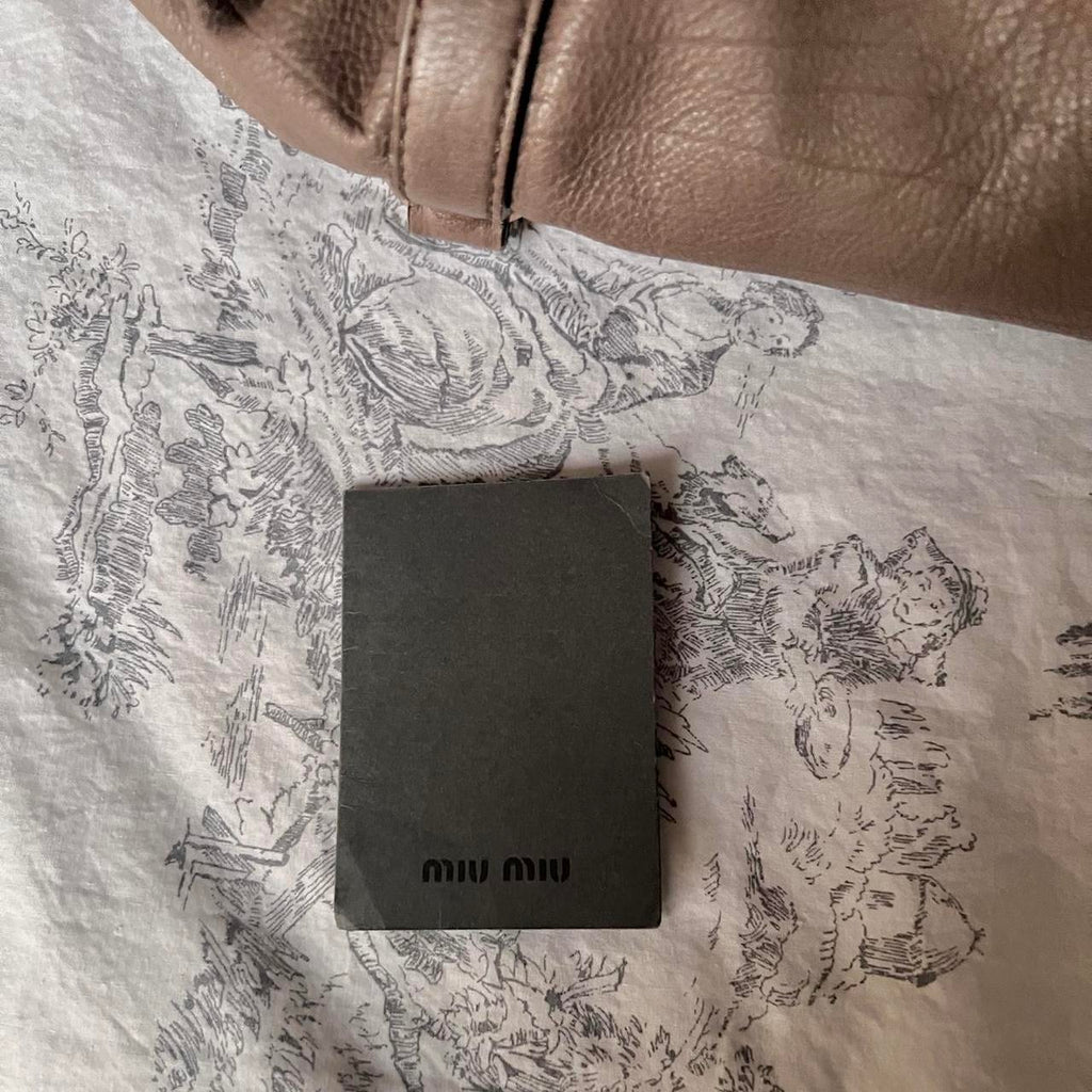 Authentic Miu Miu Purple Grey Leather Vitello Lux Bow Bag In Gold Hardware With Removable Strap🤎🌆