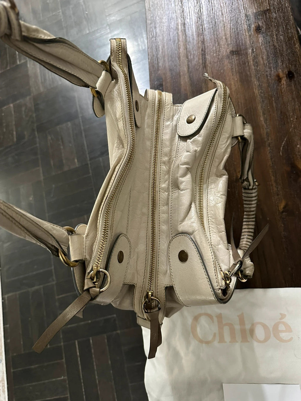 Chloe Large Bay Leather Tote Bag In Cream🤍🗻