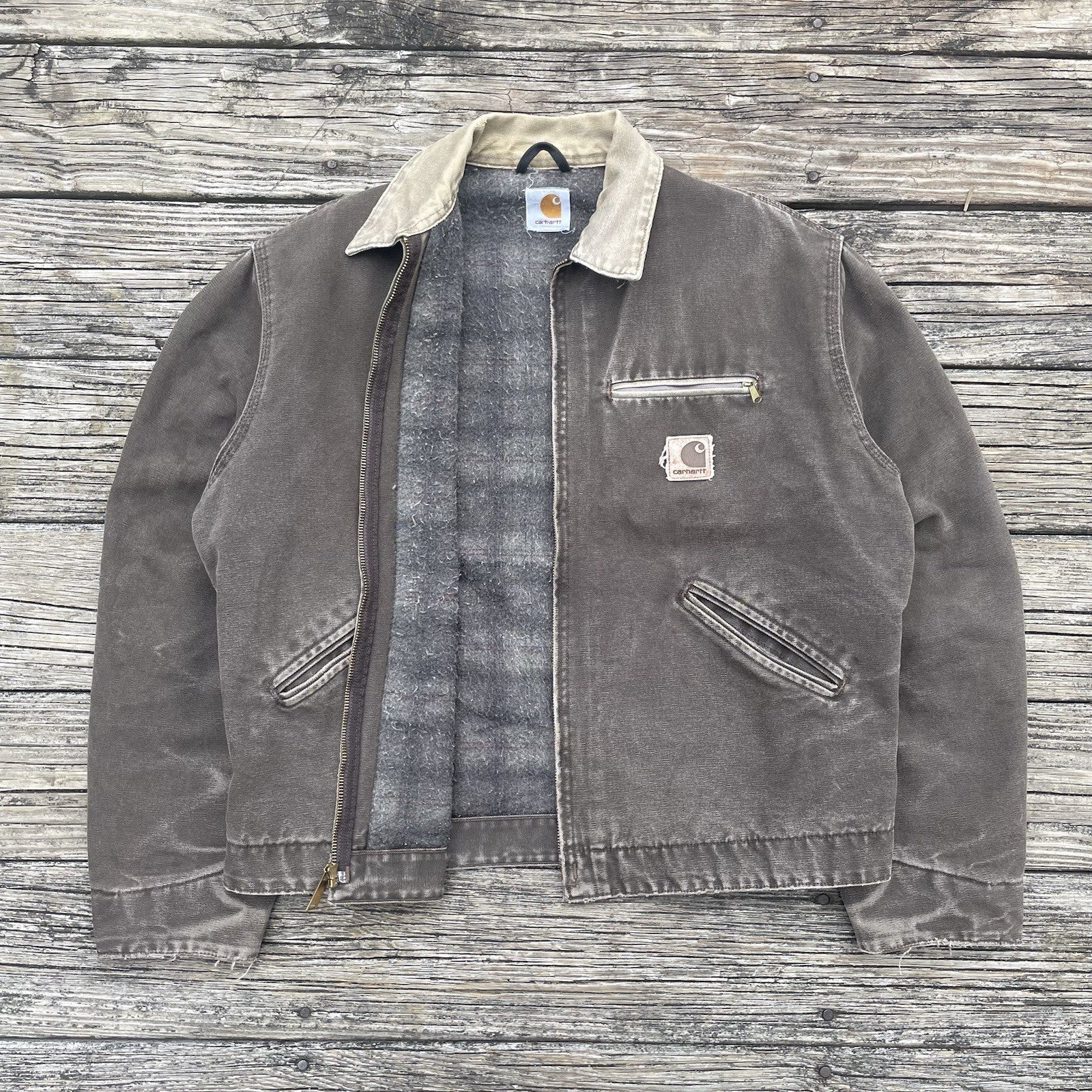 vintage carhartt j97 tmb sandstone detroit jacket in timber size large