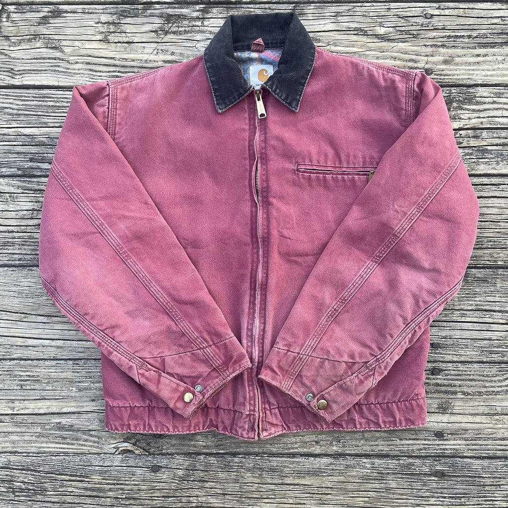 vintage carhartt j24 rdw aztec detroit jacket in redwood size medium